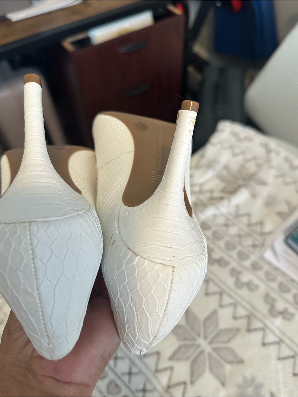 INC International Concepts White Textured Pointed-Toe Pumps - Picture 8 of 8